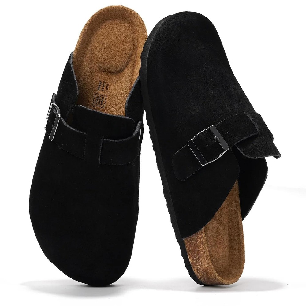 NEW Project Cloud Clogs Sz 37/6 Black Suede Memory Foam Leather Insole Comfort